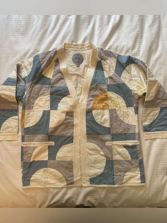 Haptic Lab Jackets & Blazers - Haptic Lab "Circle in Square" coat in blue, grey, cream and yellow size Large